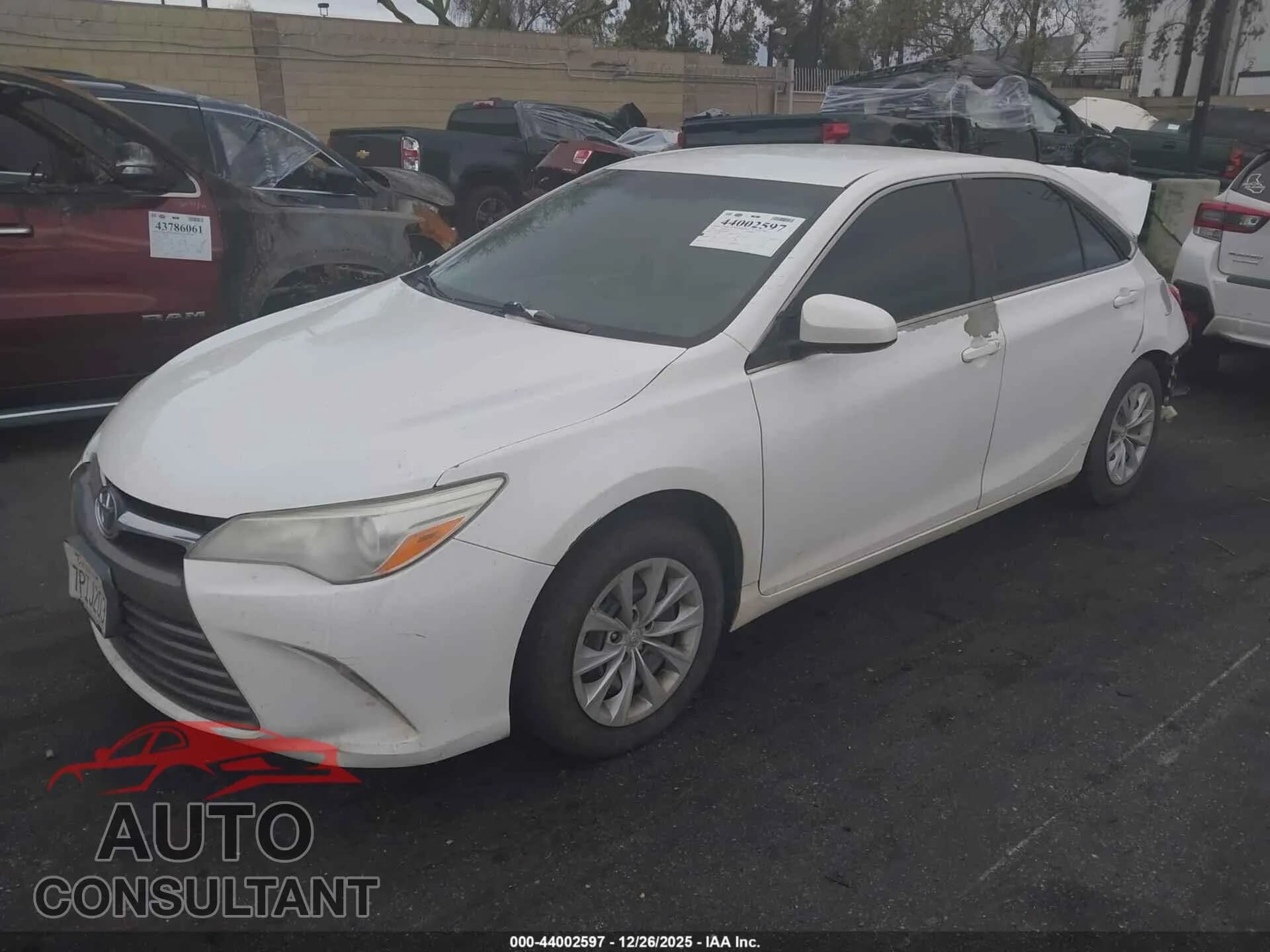 2015 TOYOTA CAMRY Damaged VIN 4T4BF1FK3FR504700 – rear exterior 2015 TOYOTA CAMRY Damaged VIN 4T4BF1FK3FR504700 – rear exterior