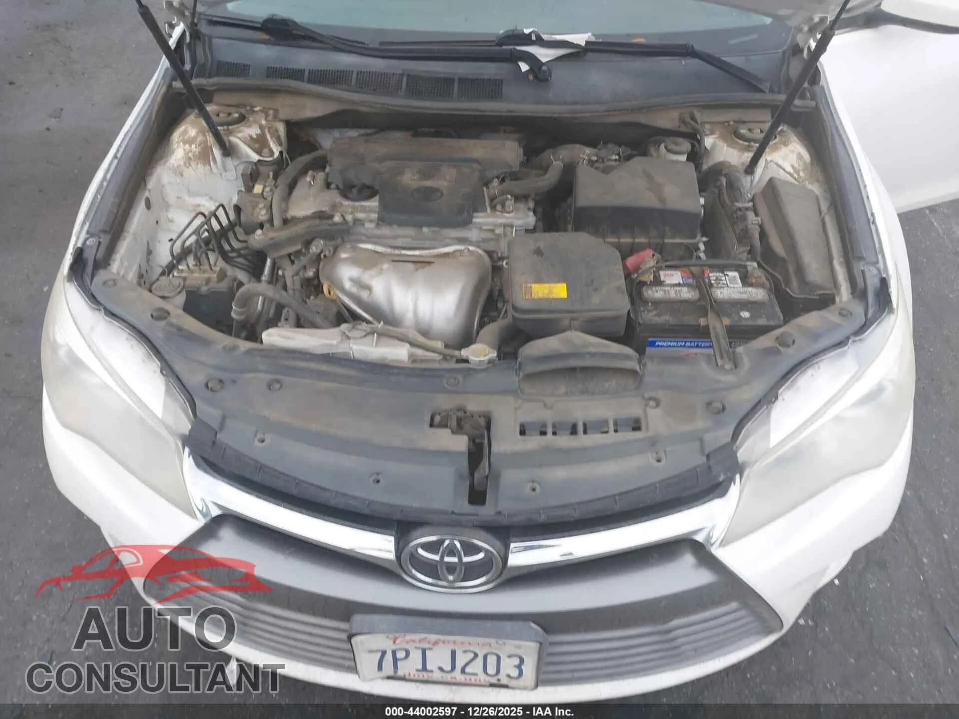 2015 TOYOTA CAMRY Damaged VIN 4T4BF1FK3FR504700 – odometer reading 2015 TOYOTA CAMRY Damaged VIN 4T4BF1FK3FR504700 – odometer reading