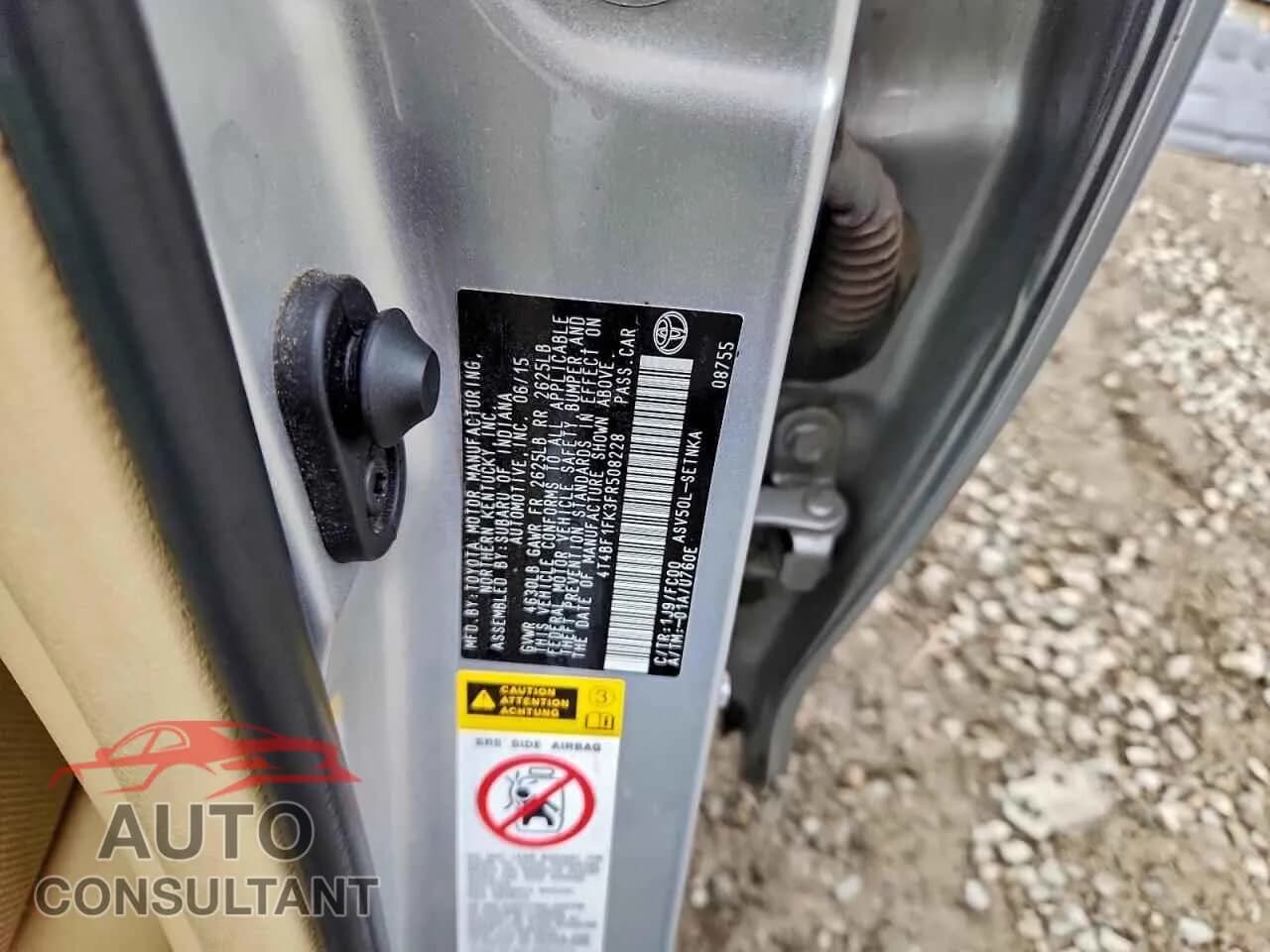 2015 TOYOTA CAMRY Damaged VIN 4T4BF1FK3FR508228 – photo 13 2015 TOYOTA CAMRY Damaged VIN 4T4BF1FK3FR508228 – photo 13