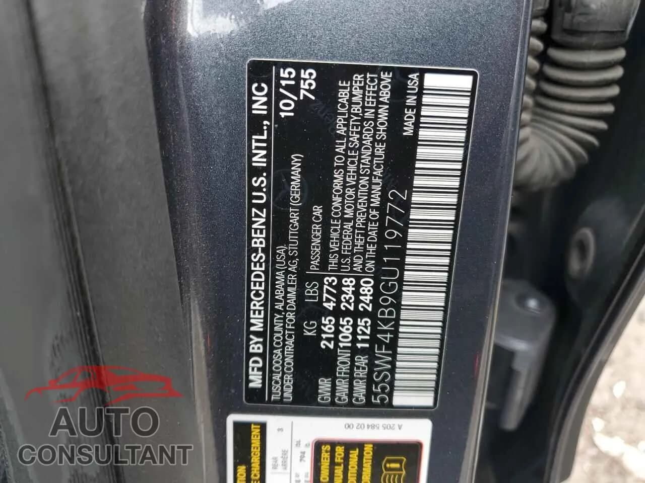 2016 MERCEDES-BENZ C-CLASS Damaged VIN 55SWF4KB9GU119772 – photo 12 2016 MERCEDES-BENZ C-CLASS Damaged VIN 55SWF4KB9GU119772 – photo 12