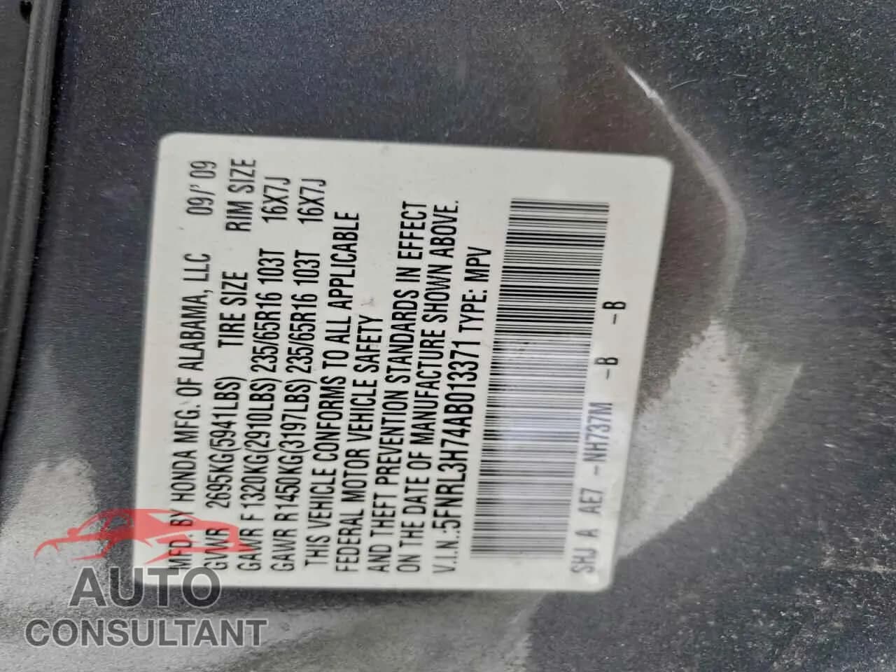 2010 HONDA All Models Damaged VIN 5FNRL3H74AB013371 – photo 13 2010 HONDA All Models Damaged VIN 5FNRL3H74AB013371 – photo 13