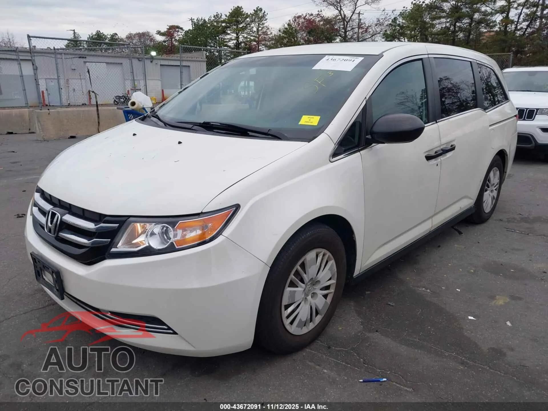 2014 HONDA ODYSSEY Damaged VIN 5FNRL5H2XEB003093 – rear exterior 2014 HONDA ODYSSEY Damaged VIN 5FNRL5H2XEB003093 – rear exterior