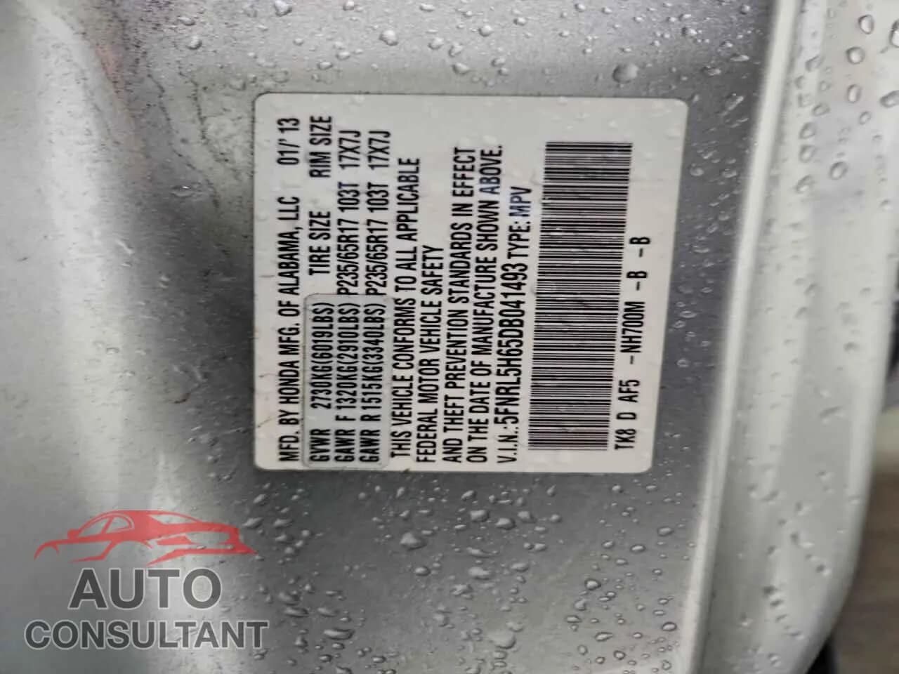 2013 HONDA All Models Damaged VIN 5FNRL5H65DB041493 – photo 14 2013 HONDA All Models Damaged VIN 5FNRL5H65DB041493 – photo 14