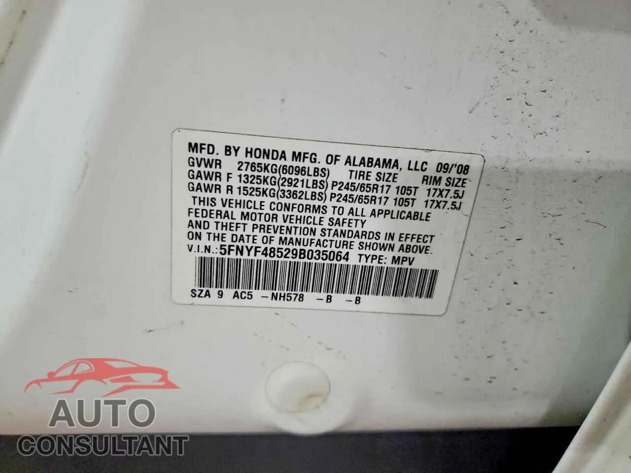 2009 HONDA PILOT Damaged VIN 5FNYF48529B035064 – photo 13 2009 HONDA PILOT Damaged VIN 5FNYF48529B035064 – photo 13