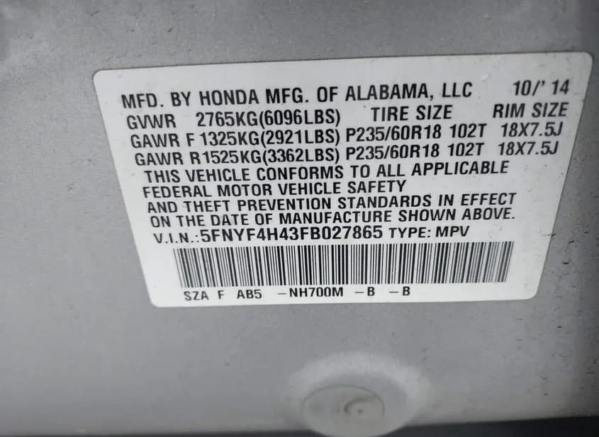 2015 HONDA Pilot Used VIN 5FNYF4H43FB027865 – photo 13 2015 HONDA Pilot Used VIN 5FNYF4H43FB027865 – photo 13