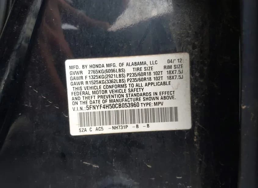 2012 HONDA Pilot Used VIN 5FNYF4H50CB053960 – photo 15 2012 HONDA Pilot Used VIN 5FNYF4H50CB053960 – photo 15