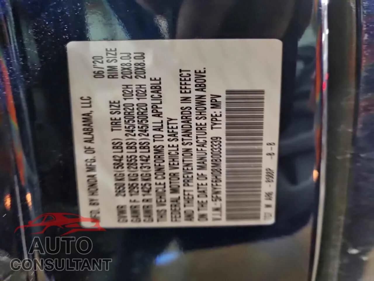 2021 HONDA PILOT Damaged VIN 5FNYF6H08MB003339 – photo 13 2021 HONDA PILOT Damaged VIN 5FNYF6H08MB003339 – photo 13