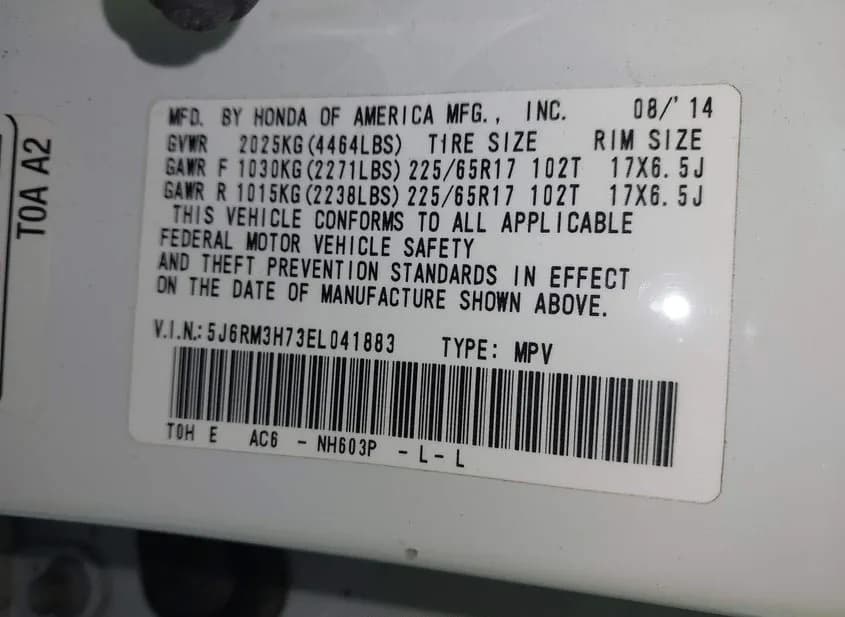 2014 HONDA CR-V Used VIN 5J6RM3H73EL041883 – photo 14 2014 HONDA CR-V Used VIN 5J6RM3H73EL041883 – photo 14