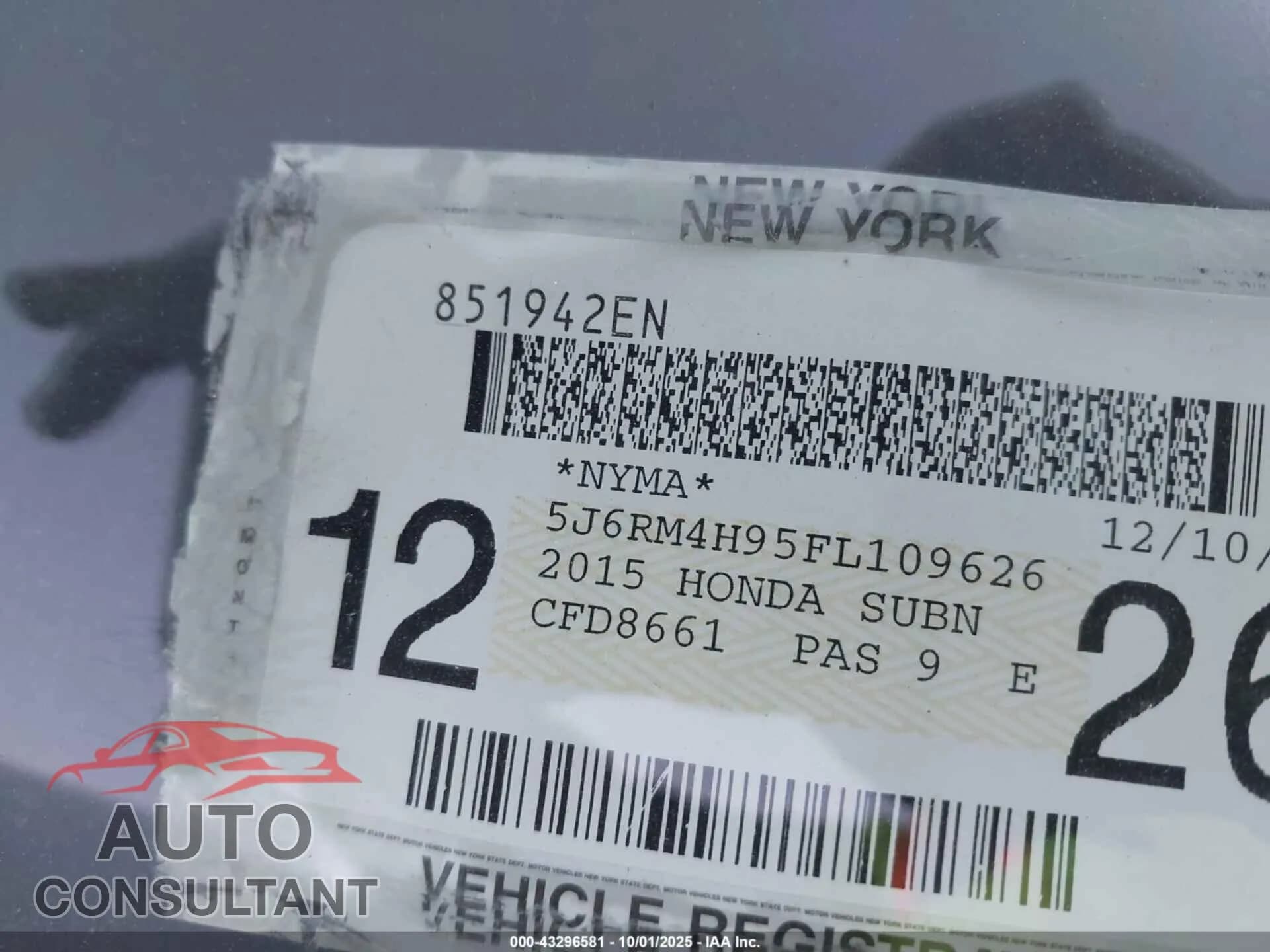 2015 HONDA CR-V Damaged VIN 5J6RM4H95FL109626 – photo 17 2015 HONDA CR-V Damaged VIN 5J6RM4H95FL109626 – photo 17