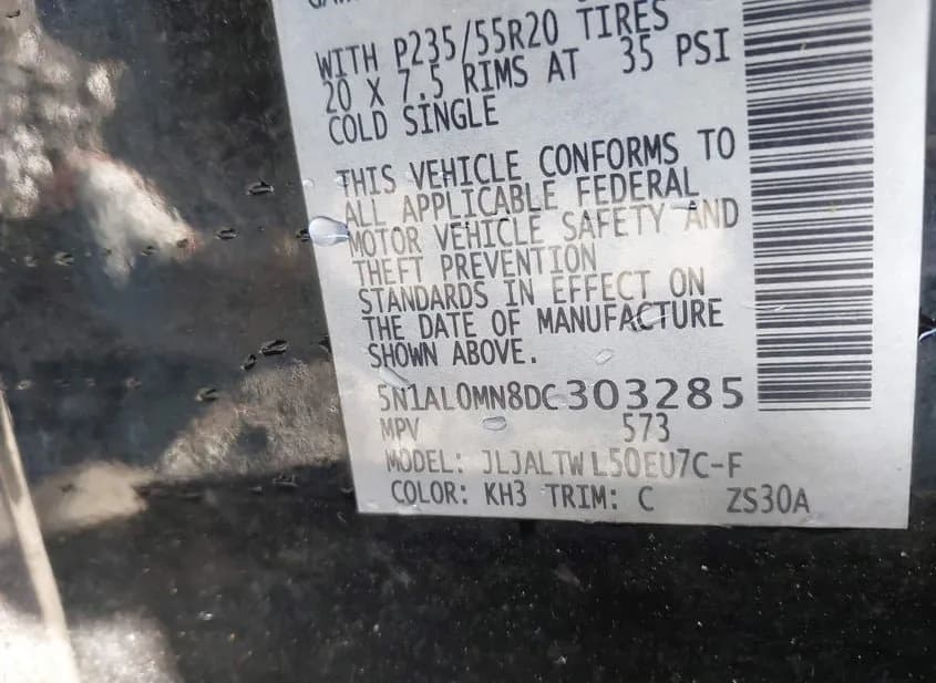 2013 INFINITI JX35 Used VIN 5N1AL0MN8DC303285 – undercarriage 2013 INFINITI JX35 Used VIN 5N1AL0MN8DC303285 – undercarriage