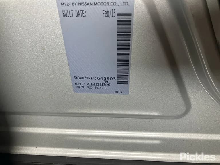 2015 Nissan Pathfinder Used VIN 5N1AR2MN1FC645903 – undercarriage 2015 Nissan Pathfinder Used VIN 5N1AR2MN1FC645903 – undercarriage