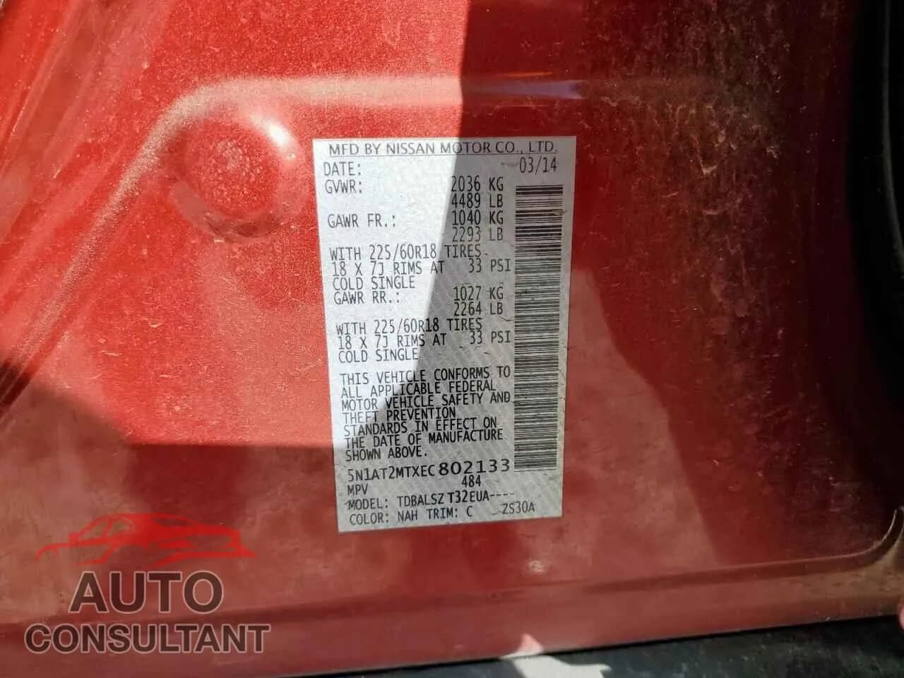 2014 NISSAN ROGUE Damaged VIN 5N1AT2MTXEC802133 – photo 13 2014 NISSAN ROGUE Damaged VIN 5N1AT2MTXEC802133 – photo 13