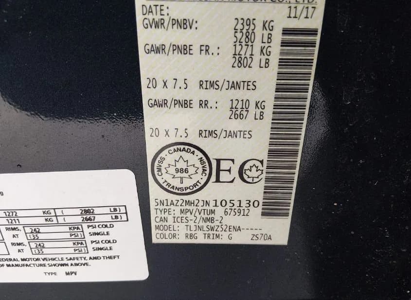 2018 NISSAN Murano Used VIN 5N1AZ2MH2JN105130 – photo 14 2018 NISSAN Murano Used VIN 5N1AZ2MH2JN105130 – photo 14