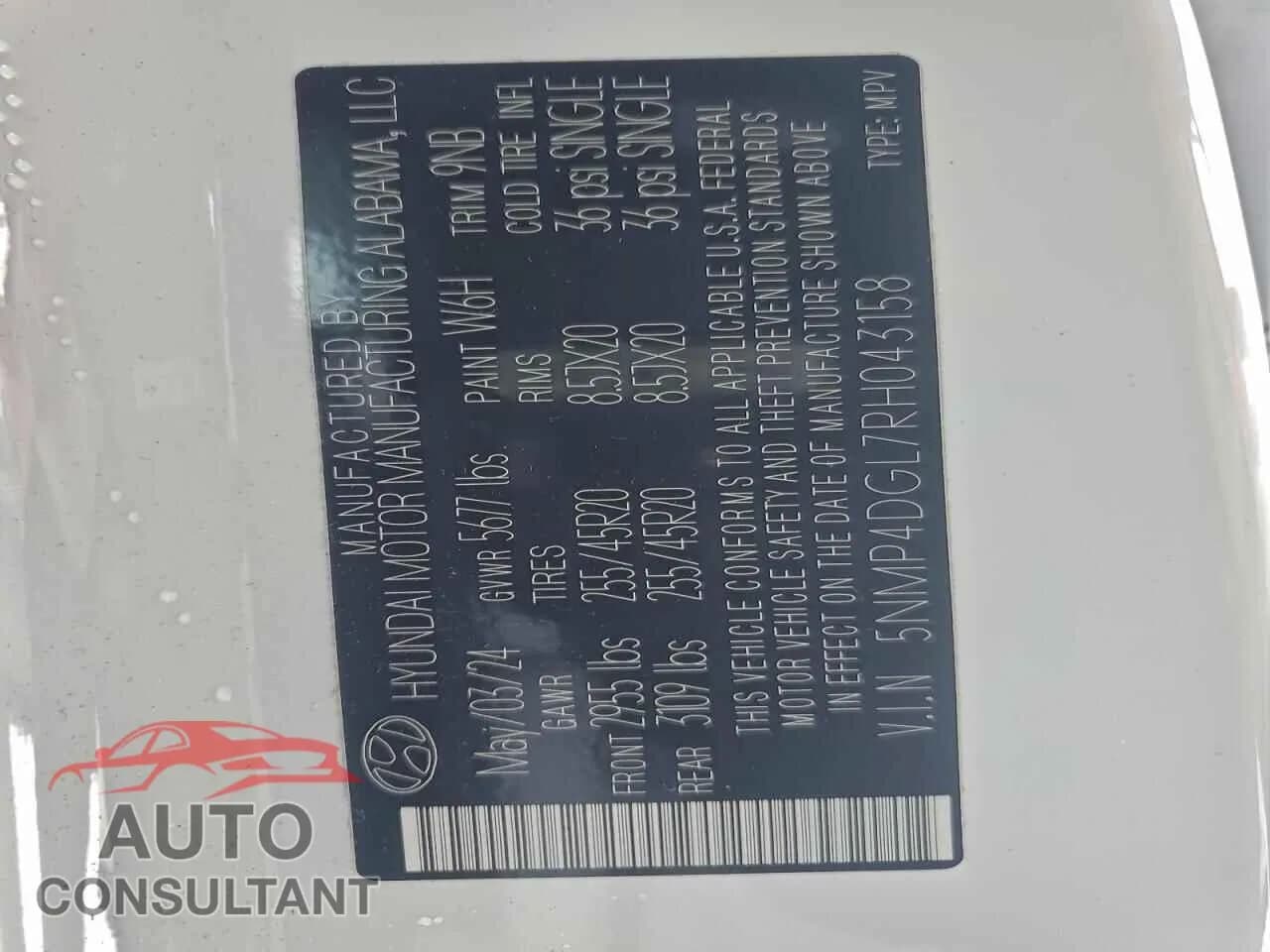 2024 HYUNDAI SANTA FE Damaged VIN 5NMP4DGL7RH043158 – photo 13 2024 HYUNDAI SANTA FE Damaged VIN 5NMP4DGL7RH043158 – photo 13