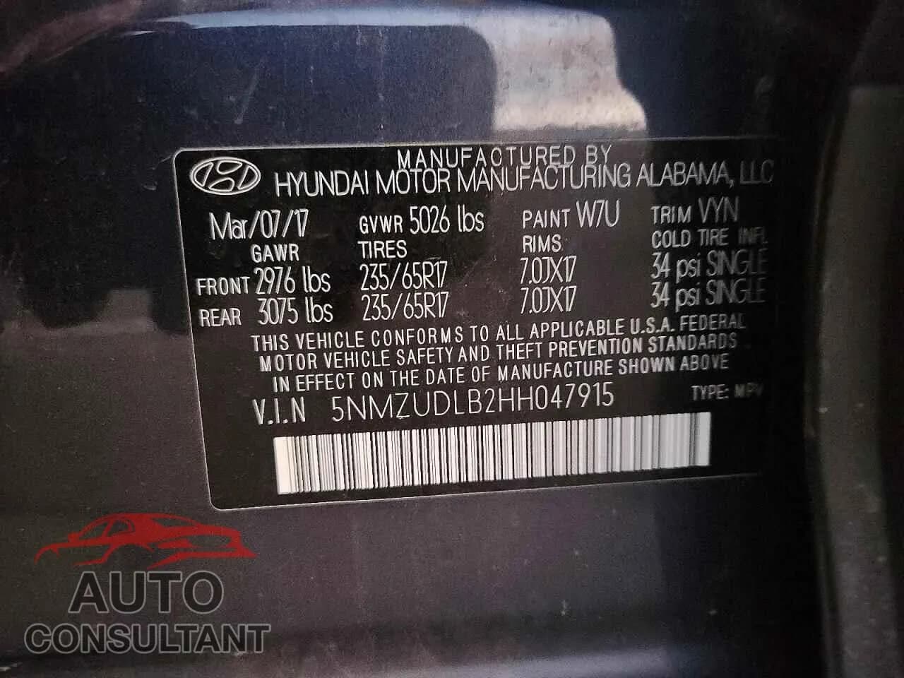 2017 HYUNDAI SANTA FE Damaged VIN 5NMZUDLB2HH047915 – photo 13 2017 HYUNDAI SANTA FE Damaged VIN 5NMZUDLB2HH047915 – photo 13