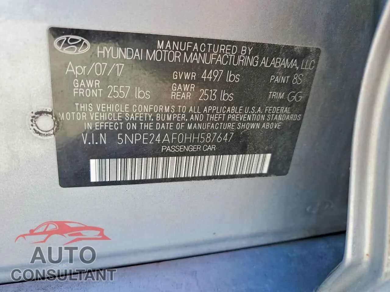 2017 HYUNDAI SONATA Damaged VIN 5NPE24AF0HH587647 – photo 13 2017 HYUNDAI SONATA Damaged VIN 5NPE24AF0HH587647 – photo 13