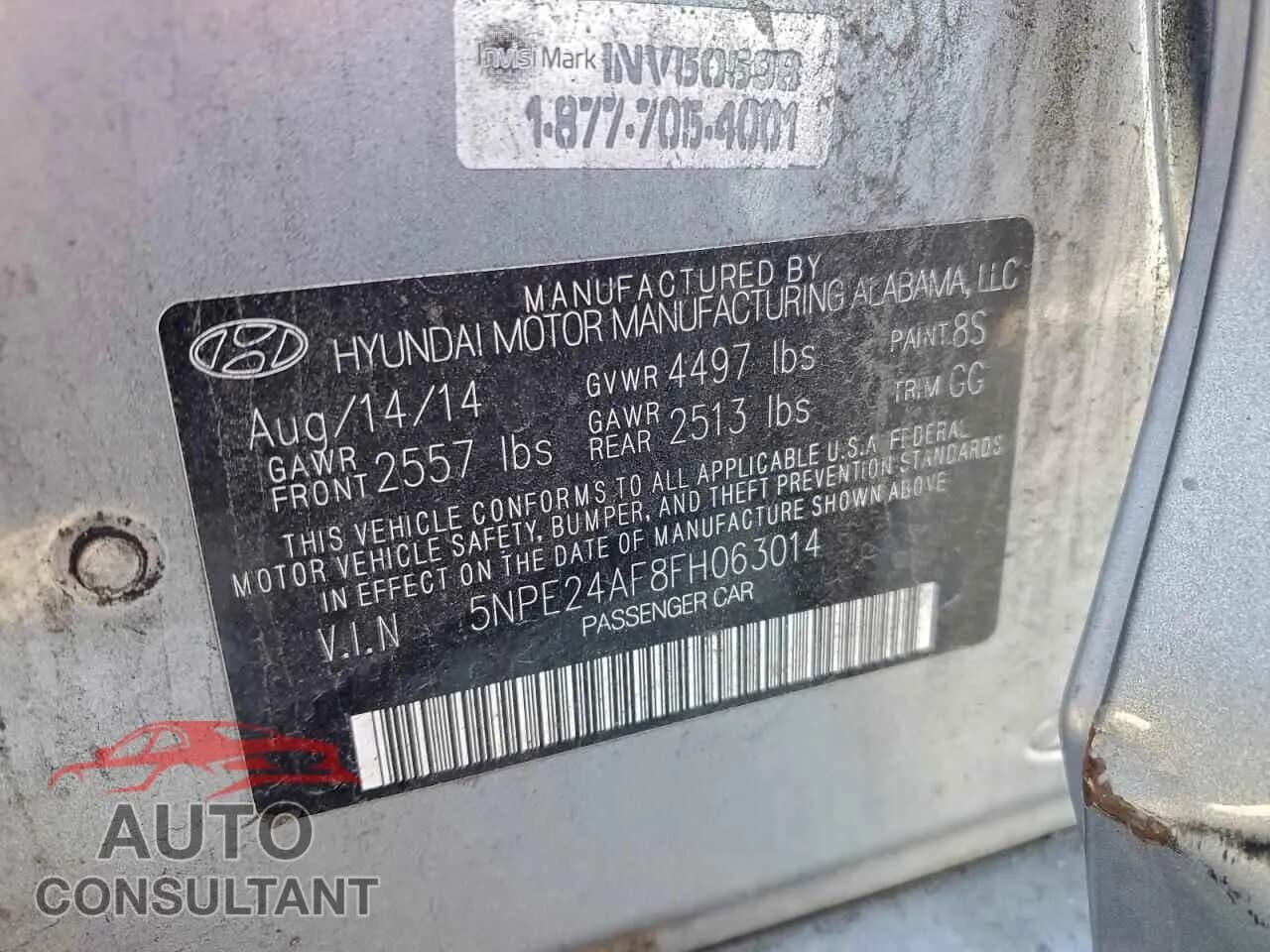 2015 HYUNDAI SONATA Damaged VIN 5NPE24AF8FH063014 – photo 12 2015 HYUNDAI SONATA Damaged VIN 5NPE24AF8FH063014 – photo 12