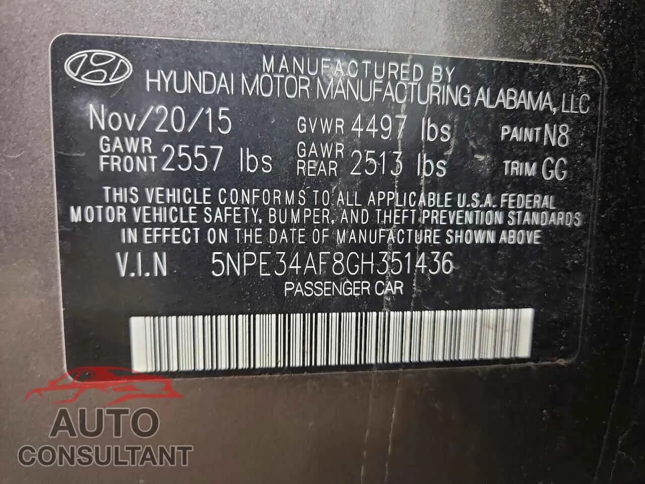 2016 HYUNDAI SONATA Damaged VIN 5NPE34AF8GH351436 – photo 13 2016 HYUNDAI SONATA Damaged VIN 5NPE34AF8GH351436 – photo 13