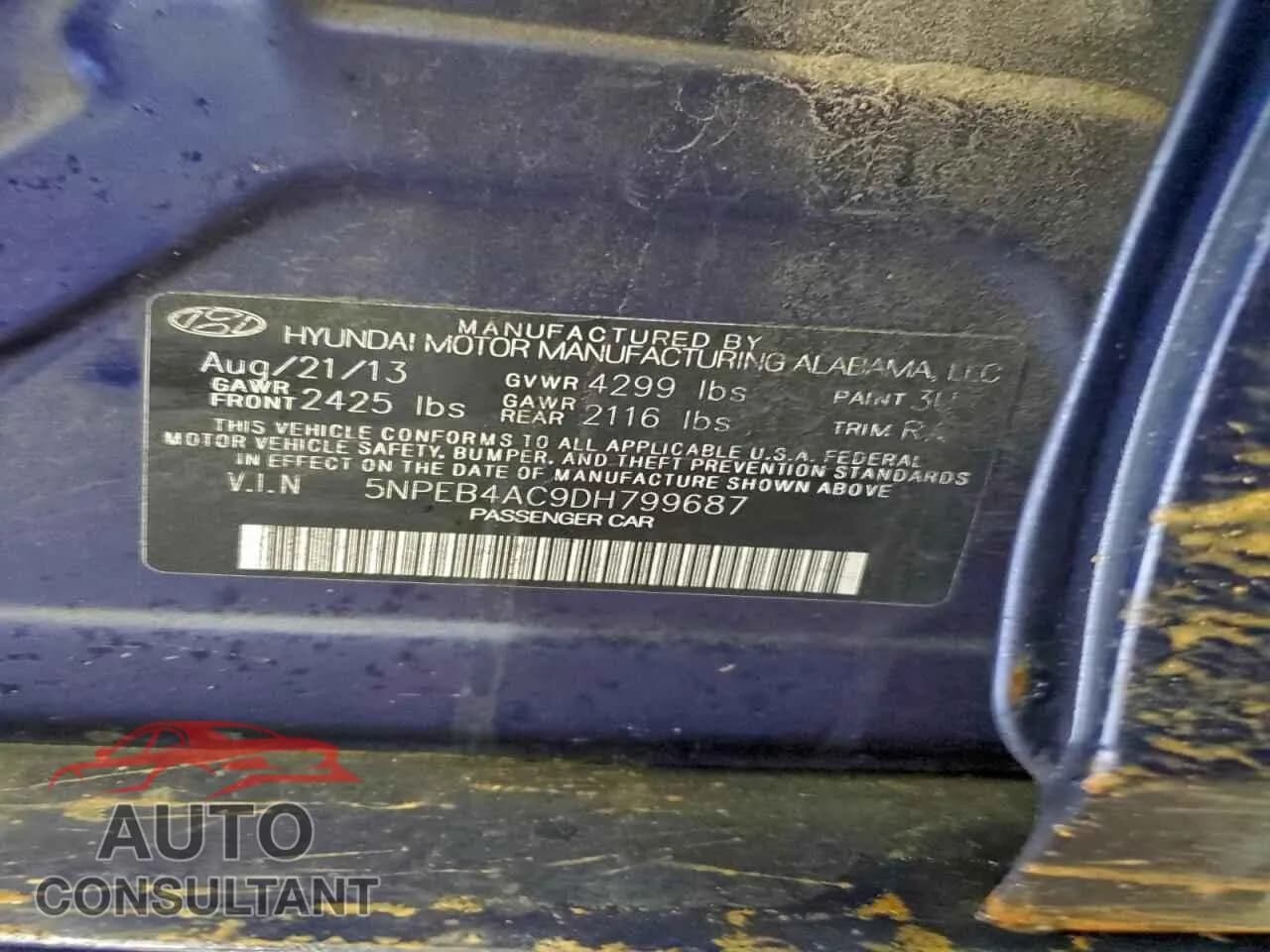 2013 HYUNDAI SONATA Damaged VIN 5NPEB4AC9DH799687 – photo 13 2013 HYUNDAI SONATA Damaged VIN 5NPEB4AC9DH799687 – photo 13