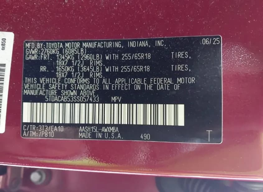 2025 TOYOTA Grand Highlander Used VIN 5TDACAB53SS057433 – interior seats 2025 TOYOTA Grand Highlander Used VIN 5TDACAB53SS057433 – interior seats