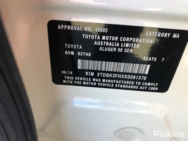 2014 Toyota Kluger Used VIN 5TDBK3FHX0S061578 – photo 14 2014 Toyota Kluger Used VIN 5TDBK3FHX0S061578 – photo 14