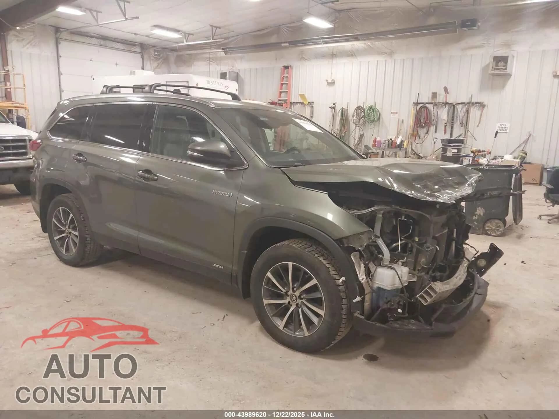2019 TOYOTA HIGHLANDER HYBRID Damaged VIN 5TDJGRFHXKS075340 – front exterior 2019 TOYOTA HIGHLANDER HYBRID Damaged VIN 5TDJGRFHXKS075340 – front exterior