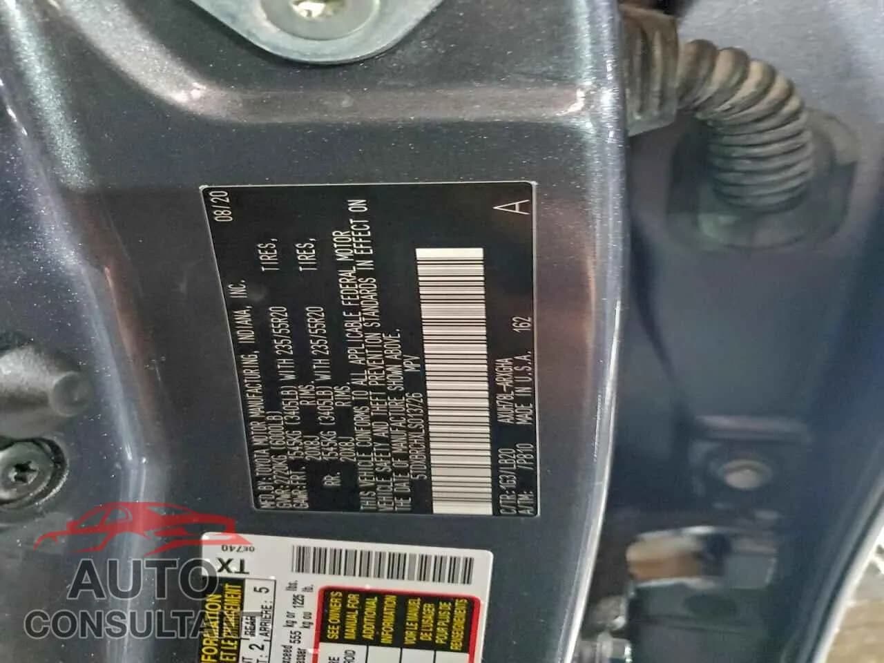 2020 TOYOTA HIGHLANDER Damaged VIN 5TDXBRCHXLS013726 – photo 13 2020 TOYOTA HIGHLANDER Damaged VIN 5TDXBRCHXLS013726 – photo 13