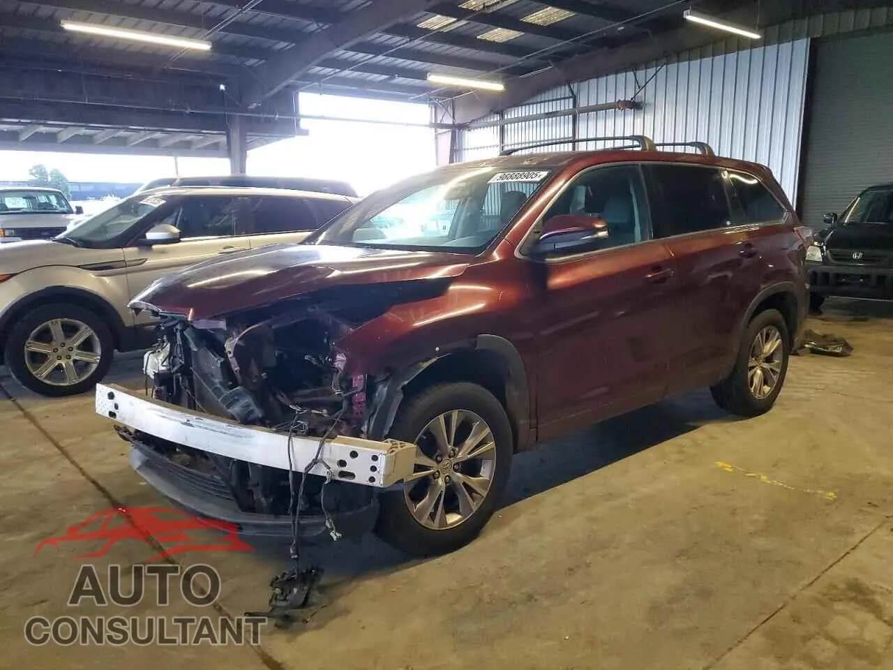 2015 TOYOTA HIGHLANDER Damaged VIN 5TDZKRFH4FS039568 – front exterior 2015 TOYOTA HIGHLANDER Damaged VIN 5TDZKRFH4FS039568 – front exterior