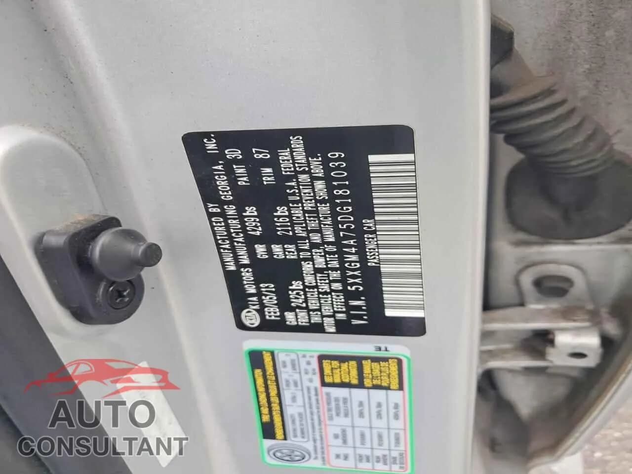 2013 KIA OPTIMA Damaged VIN 5XXGM4A75DG181039 – photo 12 2013 KIA OPTIMA Damaged VIN 5XXGM4A75DG181039 – photo 12