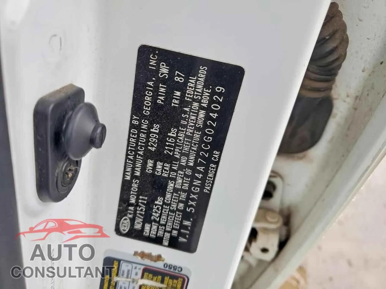 2012 KIA OPTIMA Damaged VIN 5XXGN4A72CG024029 – photo 12 2012 KIA OPTIMA Damaged VIN 5XXGN4A72CG024029 – photo 12