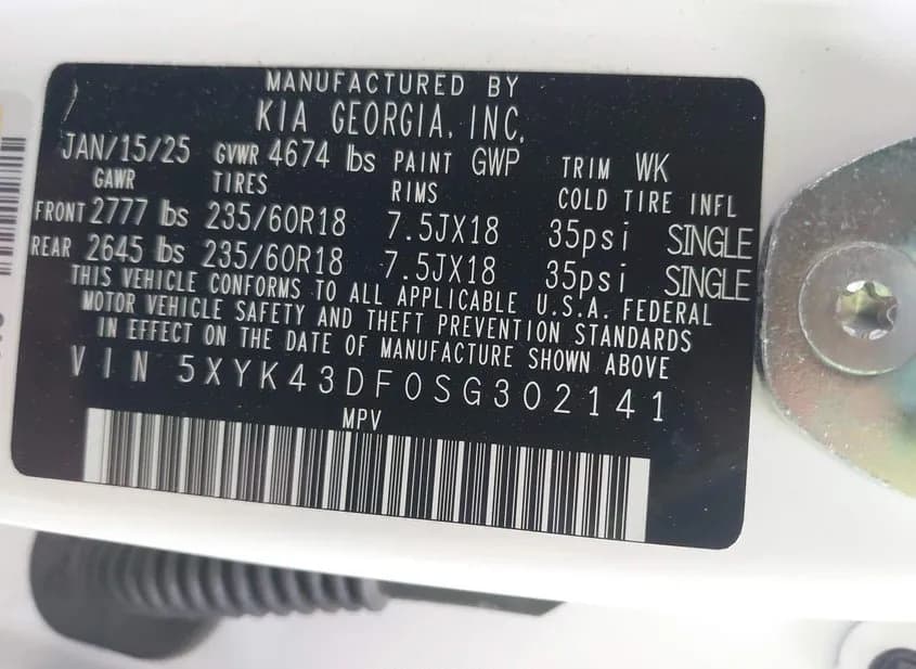 2025 KIA Sportage Used VIN 5XYK43DF0SG302141 – dashboard 2025 KIA Sportage Used VIN 5XYK43DF0SG302141 – dashboard