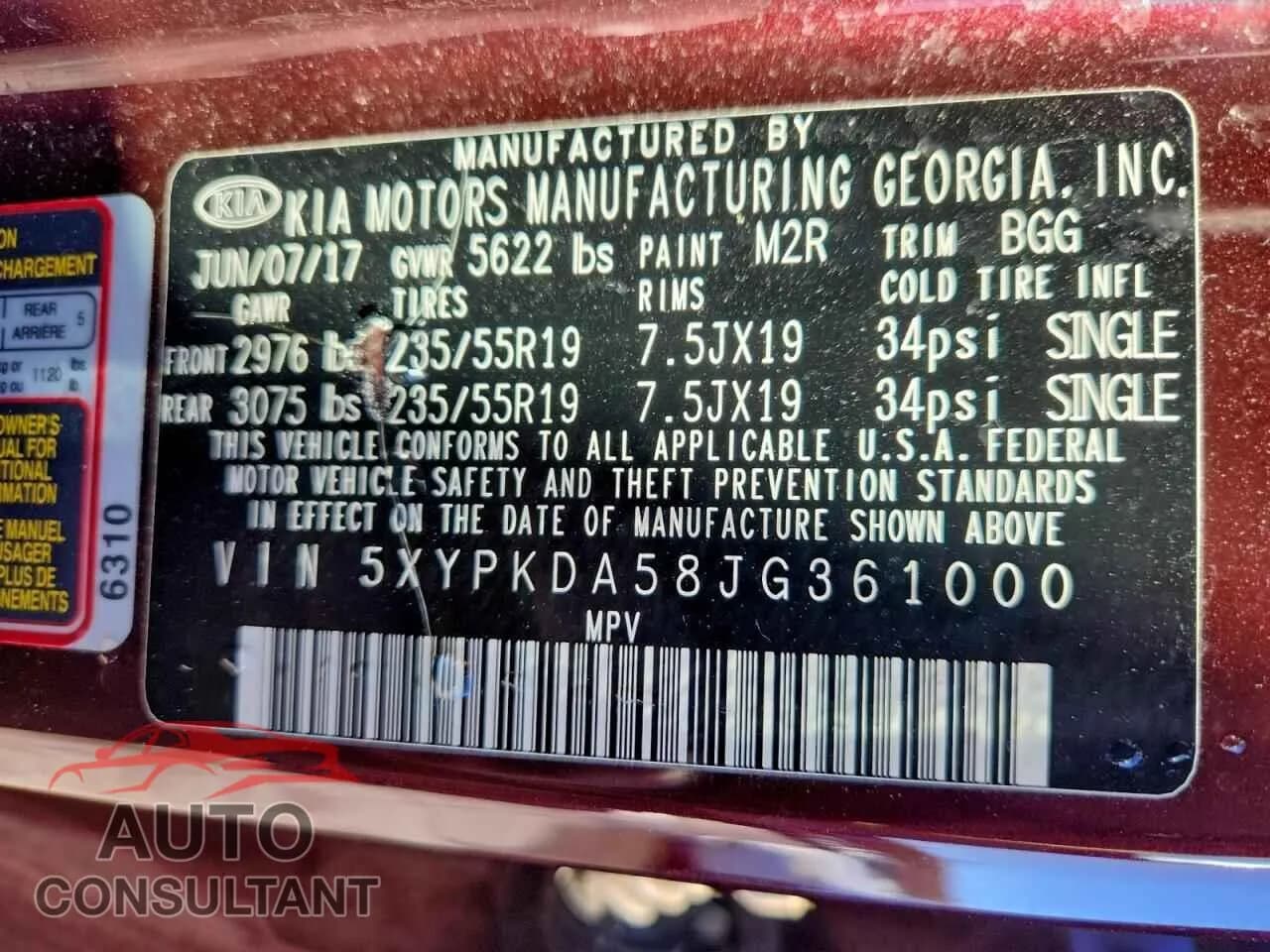 2018 KIA SORENTO Damaged VIN 5XYPKDA58JG361000 – photo 14 2018 KIA SORENTO Damaged VIN 5XYPKDA58JG361000 – photo 14