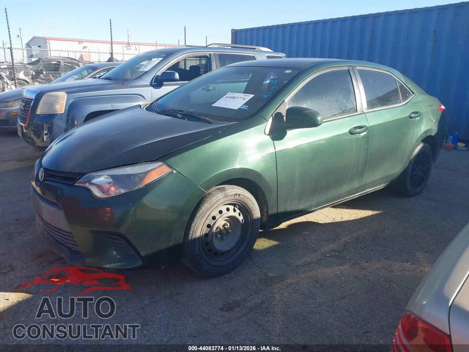 2014 TOYOTA COROLLA Damaged VIN 5YFBURHE5EP128989 – rear exterior 2014 TOYOTA COROLLA Damaged VIN 5YFBURHE5EP128989 – rear exterior