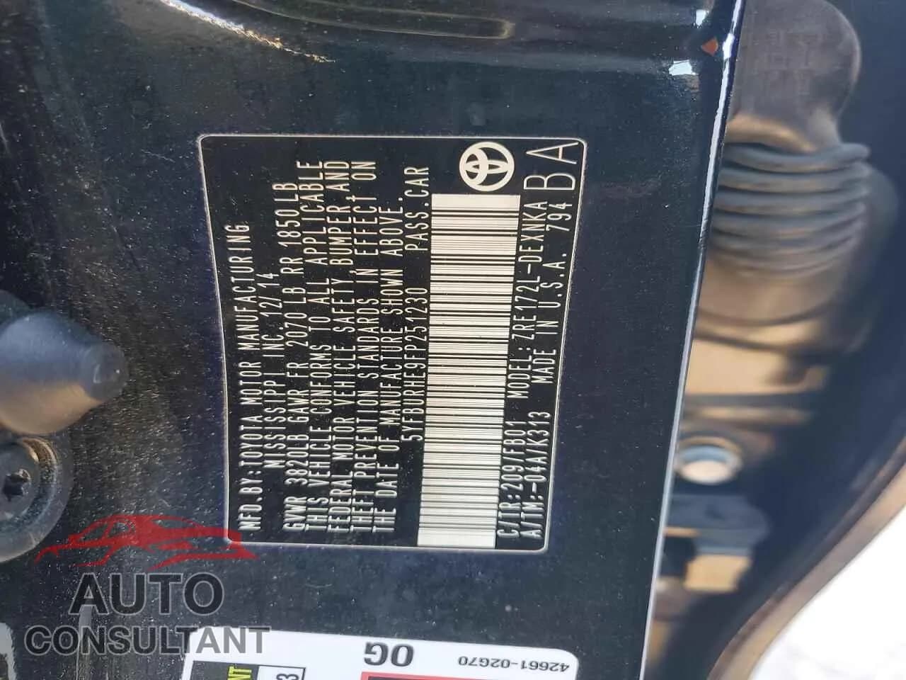 2015 TOYOTA COROLLA Damaged VIN 5YFBURHE9FP251230 – photo 13 2015 TOYOTA COROLLA Damaged VIN 5YFBURHE9FP251230 – photo 13