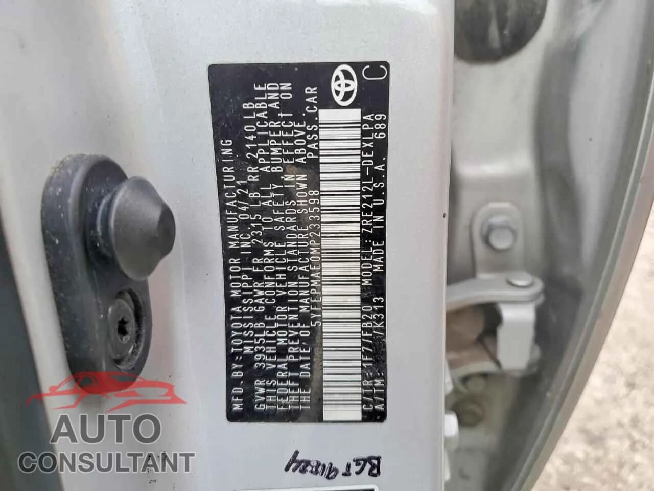 2021 TOYOTA COROLLA Used VIN 5YFEPMAE0MP233598 – photo 12 2021 TOYOTA COROLLA Used VIN 5YFEPMAE0MP233598 – photo 12