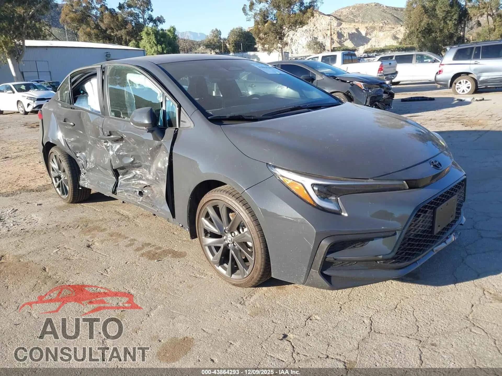 2025 TOYOTA COROLLA Damaged VIN 5YFS4MCEXSP237261 – front exterior 2025 TOYOTA COROLLA Damaged VIN 5YFS4MCEXSP237261 – front exterior
