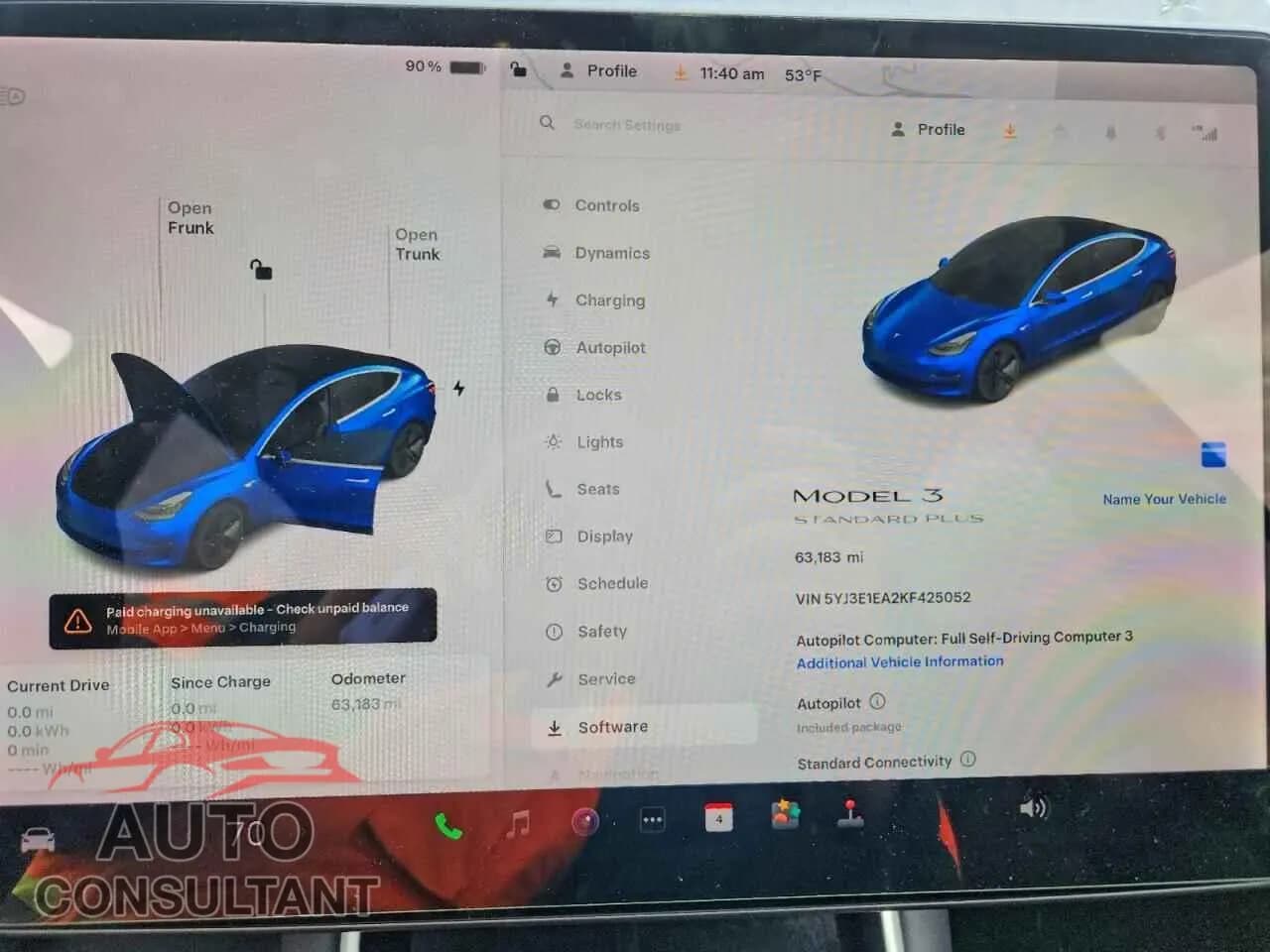 2019 TESLA MODEL 3 Damaged VIN 5YJ3E1EA2KF425052 – trunk area 2019 TESLA MODEL 3 Damaged VIN 5YJ3E1EA2KF425052 – trunk area