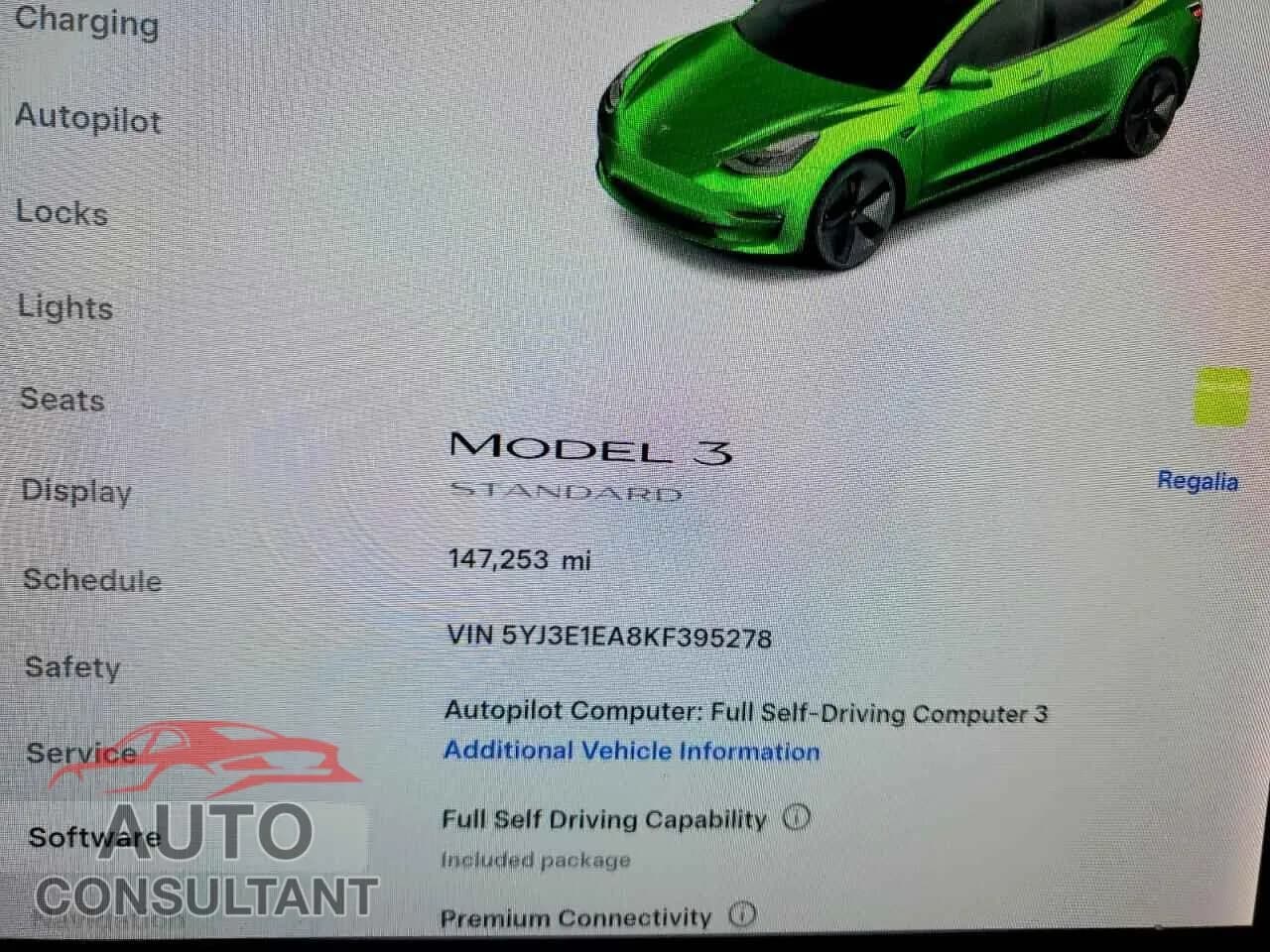 2019 TESLA MODEL 3 Damaged VIN 5YJ3E1EA8KF395278 – trunk area 2019 TESLA MODEL 3 Damaged VIN 5YJ3E1EA8KF395278 – trunk area