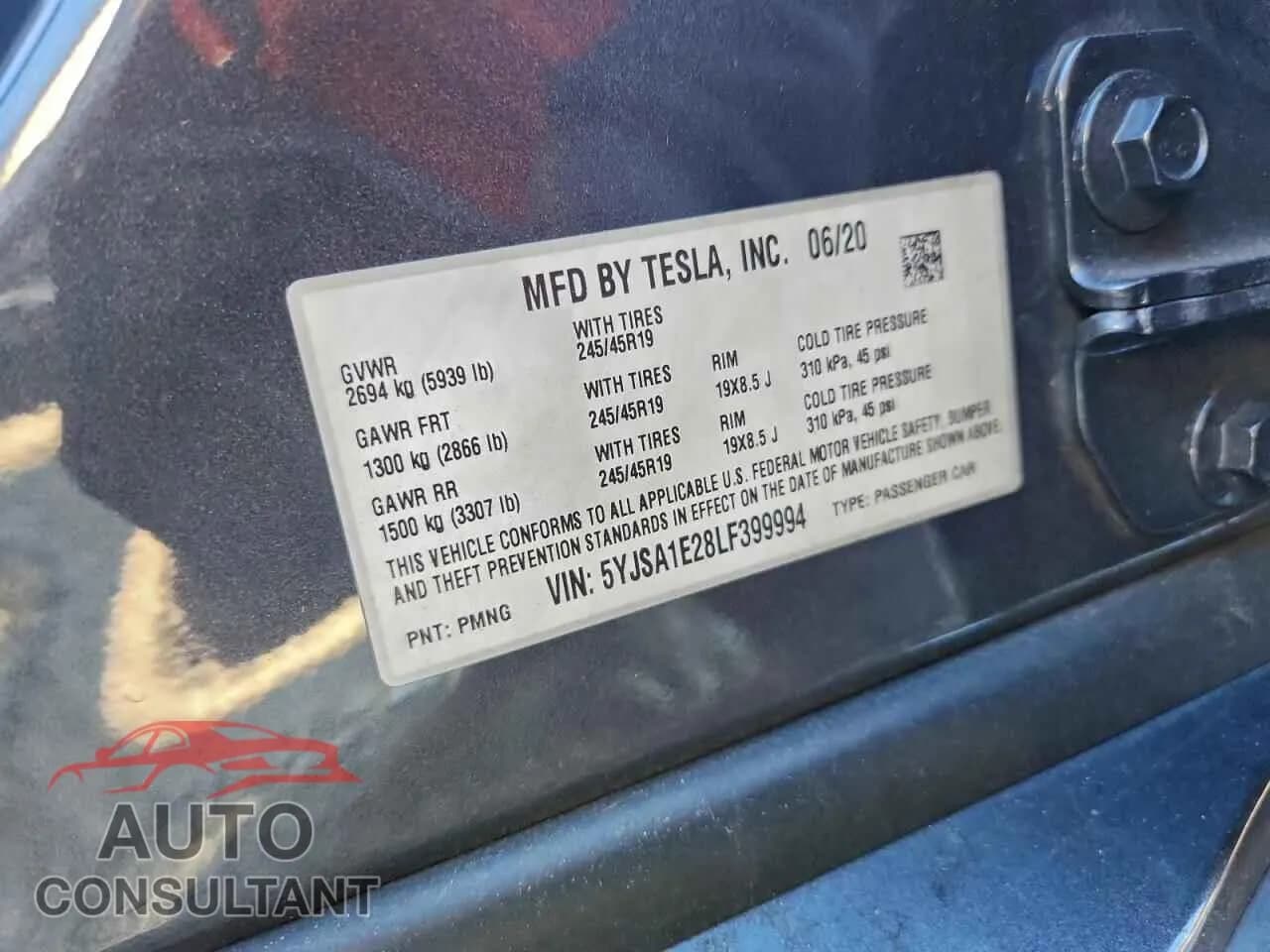 2020 TESLA MODEL S Damaged VIN 5YJSA1E28LF399994 – photo 12 2020 TESLA MODEL S Damaged VIN 5YJSA1E28LF399994 – photo 12