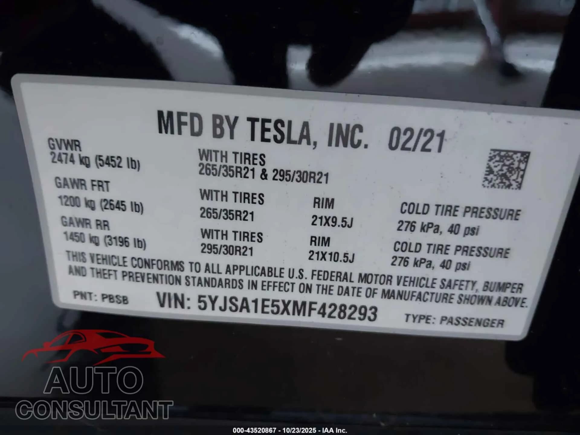 2021 TESLA MODEL S Damaged VIN 5YJSA1E5XMF428293 – trunk area 2021 TESLA MODEL S Damaged VIN 5YJSA1E5XMF428293 – trunk area