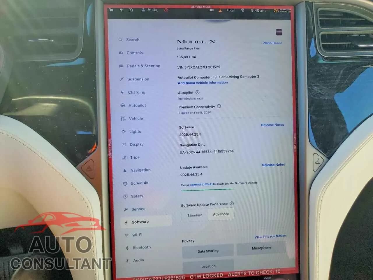 2020 TESLA MODEL X Damaged VIN 5YJXCAE27LF261525 – trunk area 2020 TESLA MODEL X Damaged VIN 5YJXCAE27LF261525 – trunk area
