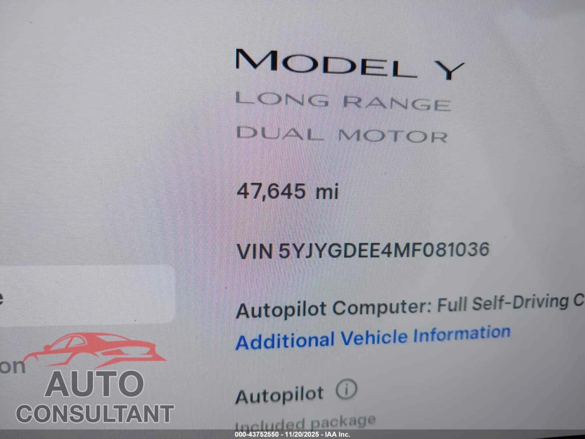 2021 TESLA MODEL Y Damaged VIN 5YJYGDEE4MF081036 – photo 15 2021 TESLA MODEL Y Damaged VIN 5YJYGDEE4MF081036 – photo 15