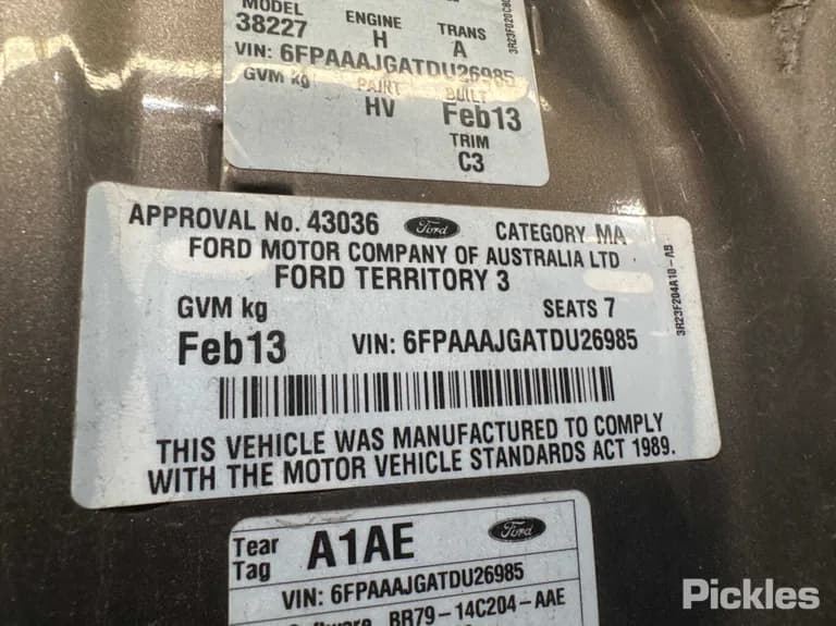 2013 Ford Territory Used VIN 6FPAAAJGATDU26985 – rear exterior 2013 Ford Territory Used VIN 6FPAAAJGATDU26985 – rear exterior