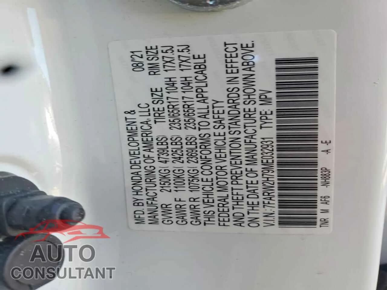 2021 HONDA CRV Damaged VIN 7FARW2H79ME032931 – photo 12 2021 HONDA CRV Damaged VIN 7FARW2H79ME032931 – photo 12