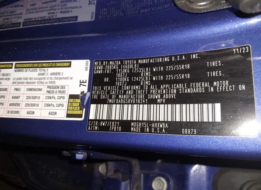 2024 TOYOTA Corolla Cross Used VIN 7MUFBABG5RV018241 – dashboard 2024 TOYOTA Corolla Cross Used VIN 7MUFBABG5RV018241 – dashboard