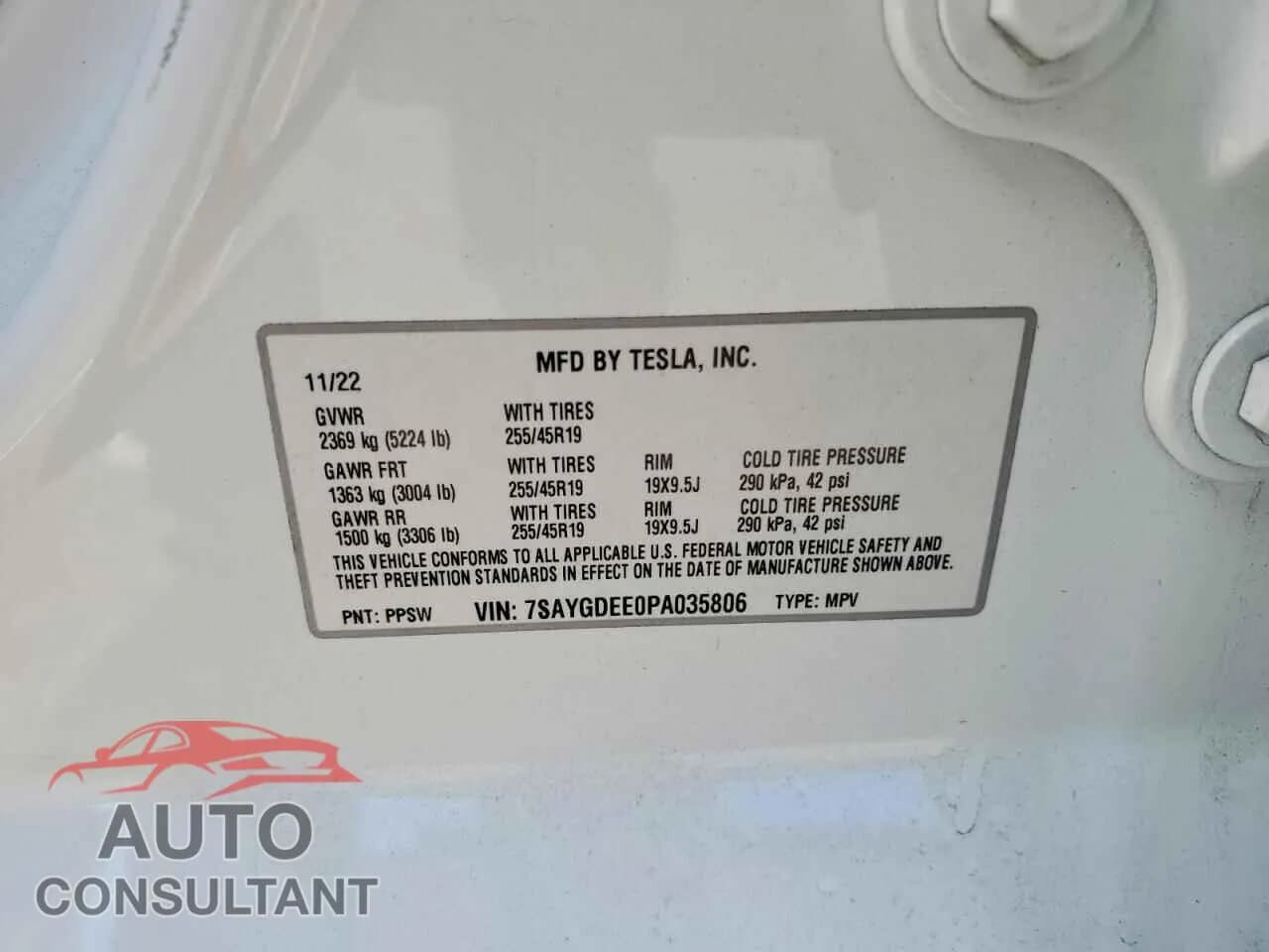 2023 TESLA MODEL Y Damaged VIN 7SAYGDEE0PA035806 – photo 13 2023 TESLA MODEL Y Damaged VIN 7SAYGDEE0PA035806 – photo 13