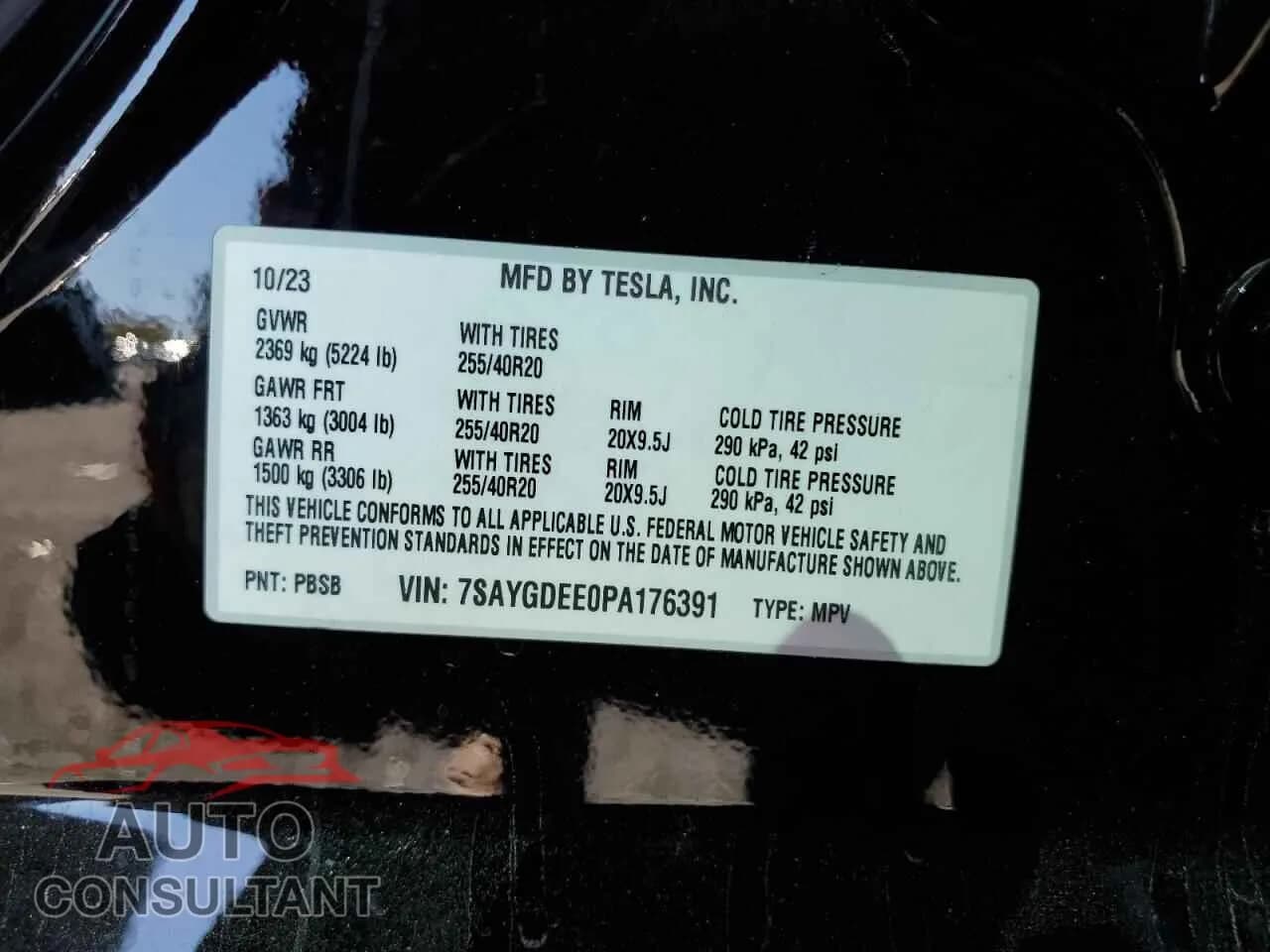 2023 TESLA MODEL Y Damaged VIN 7SAYGDEE0PA176391 – photo 12 2023 TESLA MODEL Y Damaged VIN 7SAYGDEE0PA176391 – photo 12