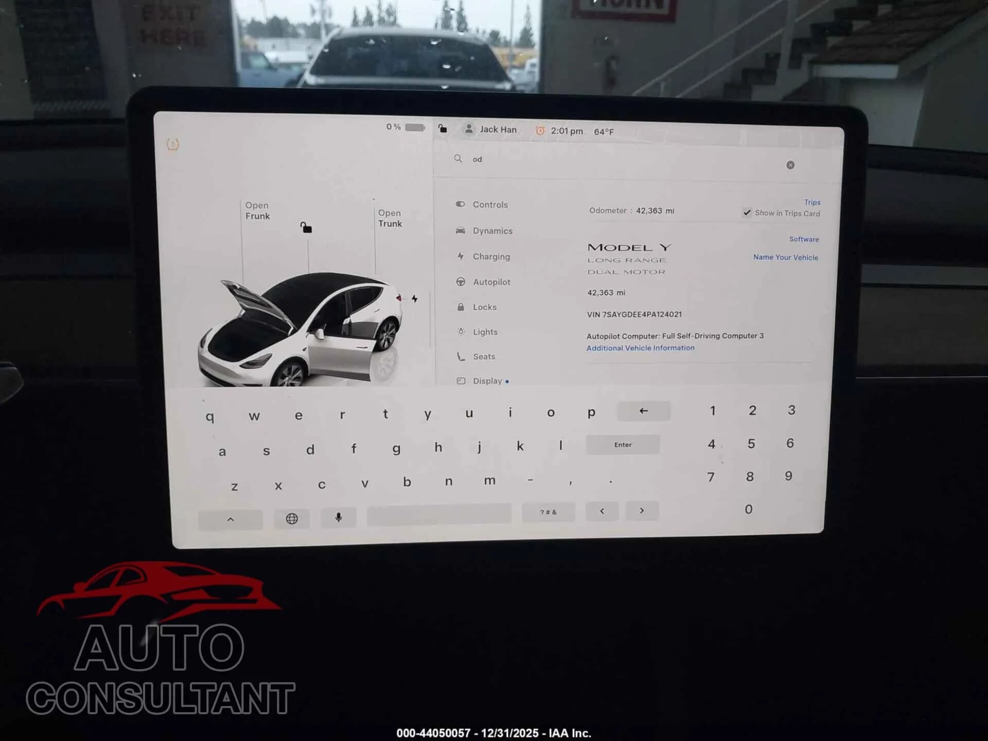 2023 TESLA MODEL Y Damaged VIN 7SAYGDEE4PA124021 – photo 19 2023 TESLA MODEL Y Damaged VIN 7SAYGDEE4PA124021 – photo 19