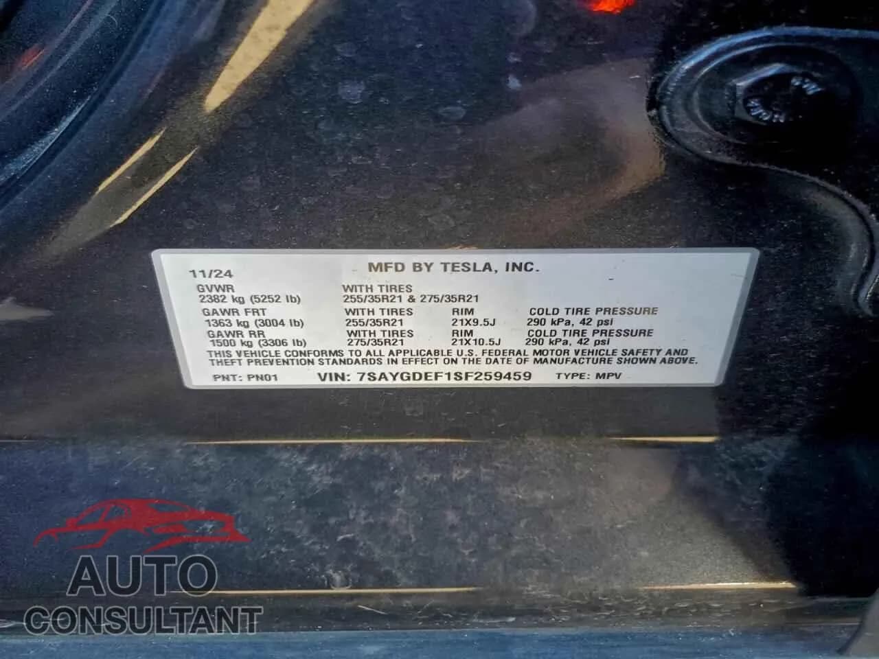 2025 TESLA MODEL Y Damaged VIN 7SAYGDEF1SF259459 – photo 12 2025 TESLA MODEL Y Damaged VIN 7SAYGDEF1SF259459 – photo 12