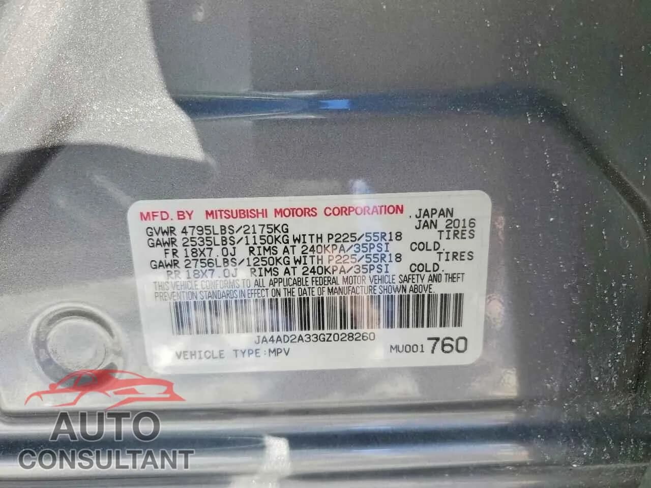 2016 MITSUBISHI OUTLANDER Damaged VIN JA4AD2A33GZ028260 – photo 12 2016 MITSUBISHI OUTLANDER Damaged VIN JA4AD2A33GZ028260 – photo 12